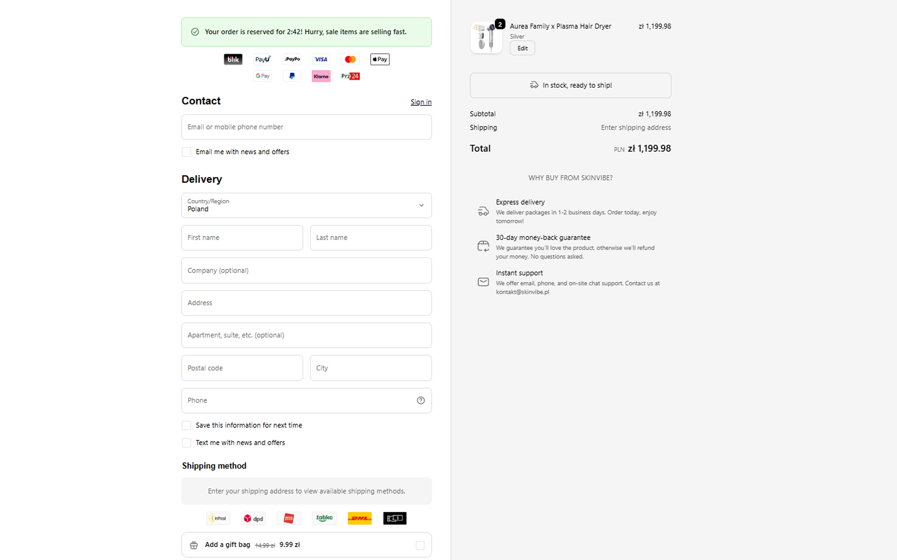 Optimized checkout with Checkout Essentials blocks